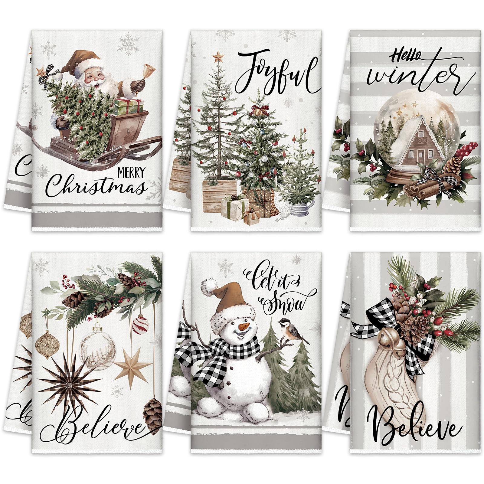 FuWeave Christmas towels with a tree design ideal for festive kitchen decor and quick drying.