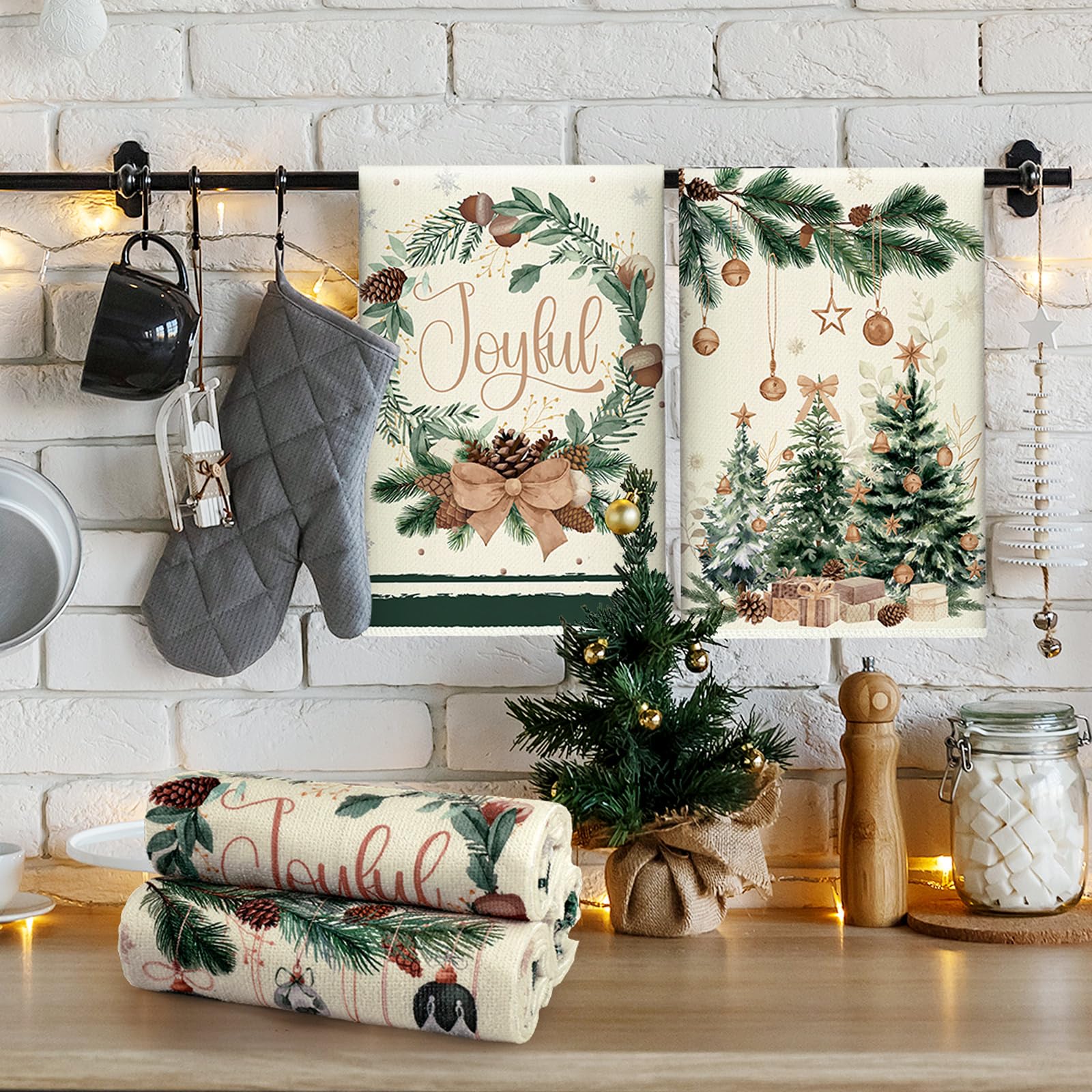 FuWeave hello winter towels add festive color to kitchen decor