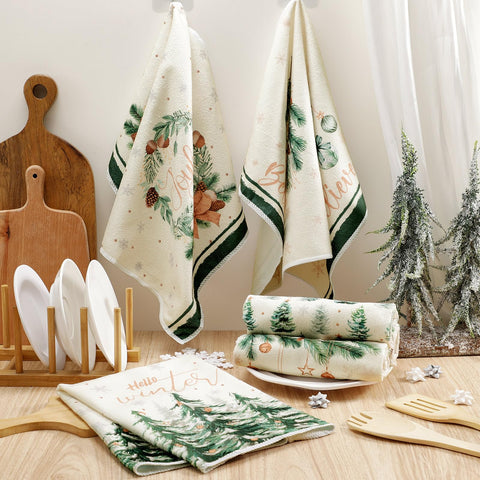 FuWeave holiday green tea towels brighten kitchen spaces