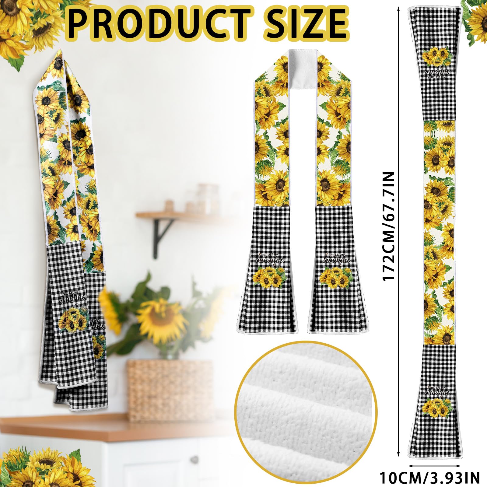 FuWeave plaid kitchen towel scarf highlights elegant pattern with practical drying use.