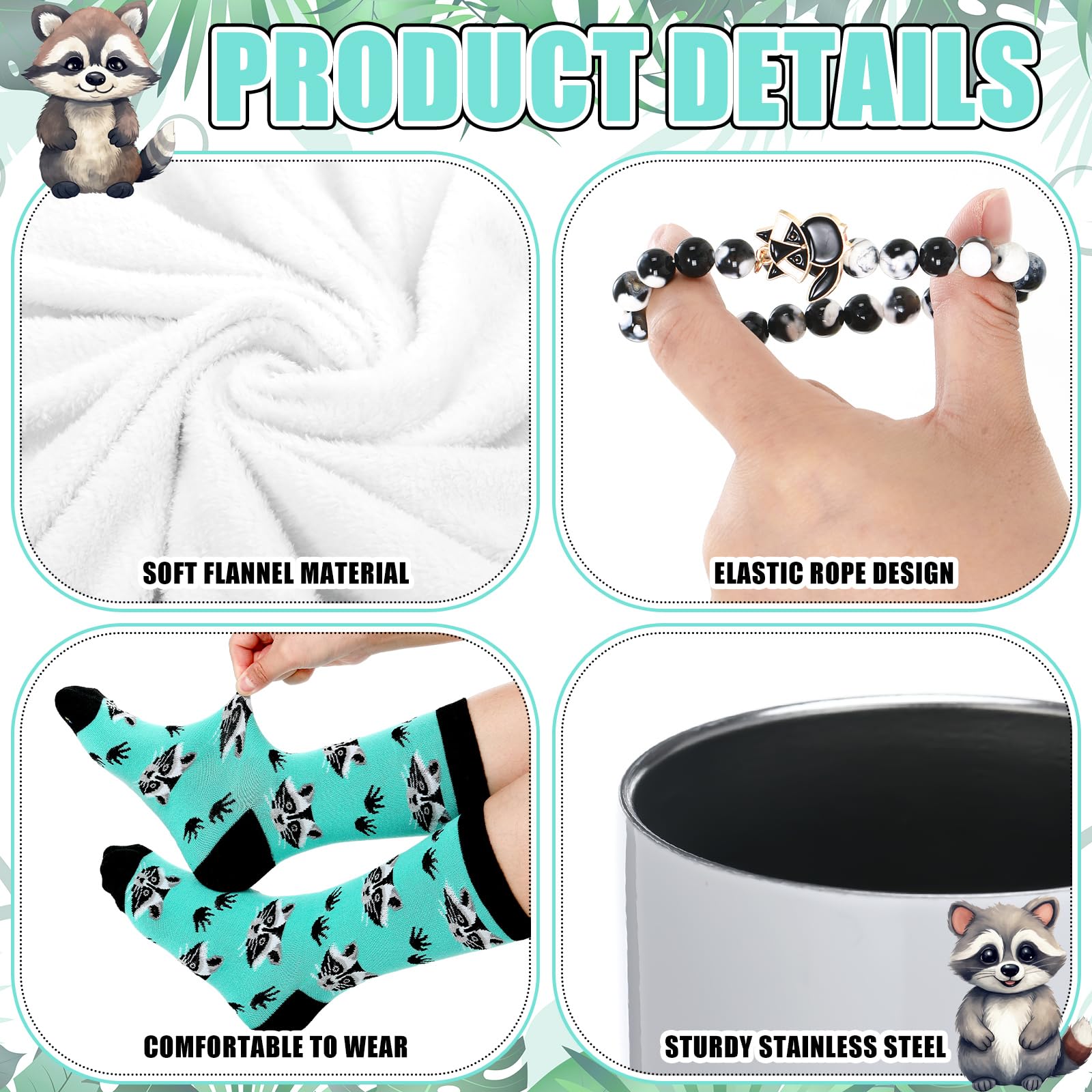 Close-up of FuWeave raccoon tumbler design and print details
