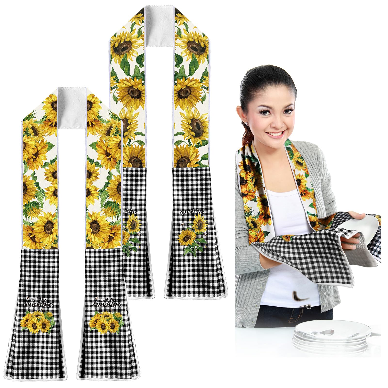 FuWeave sunflower towel scarf pack adds festive kitchen decor and quick-dry utility.