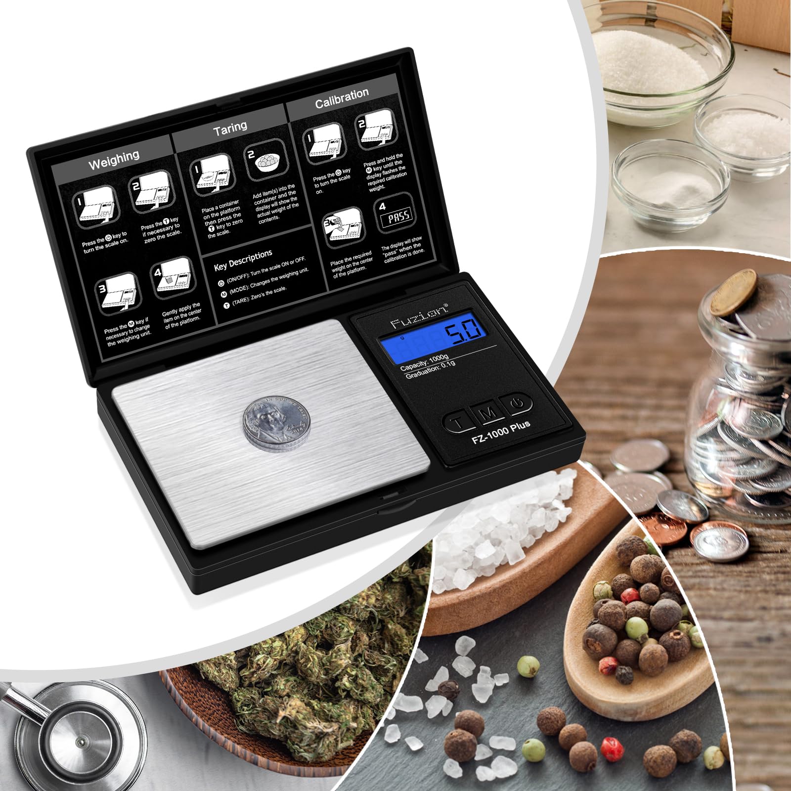 Fuzion Digital Pocket Gram Scale included powder pan and batteries support ready setup.