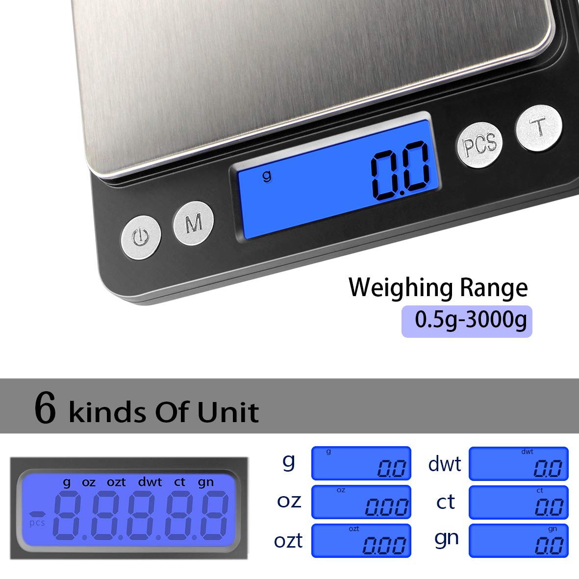 Fuzion scale LCD display for easy, quick readings