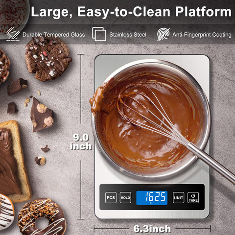 Fuzion Food Scale seven-unit display enables versatile measurements.
