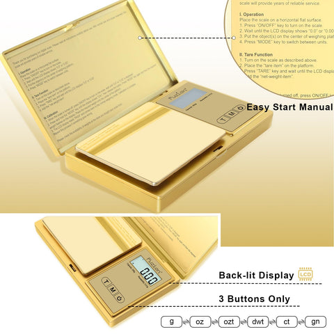Fuzion Gram Scale backlit LCD display for easy readings in dim light.