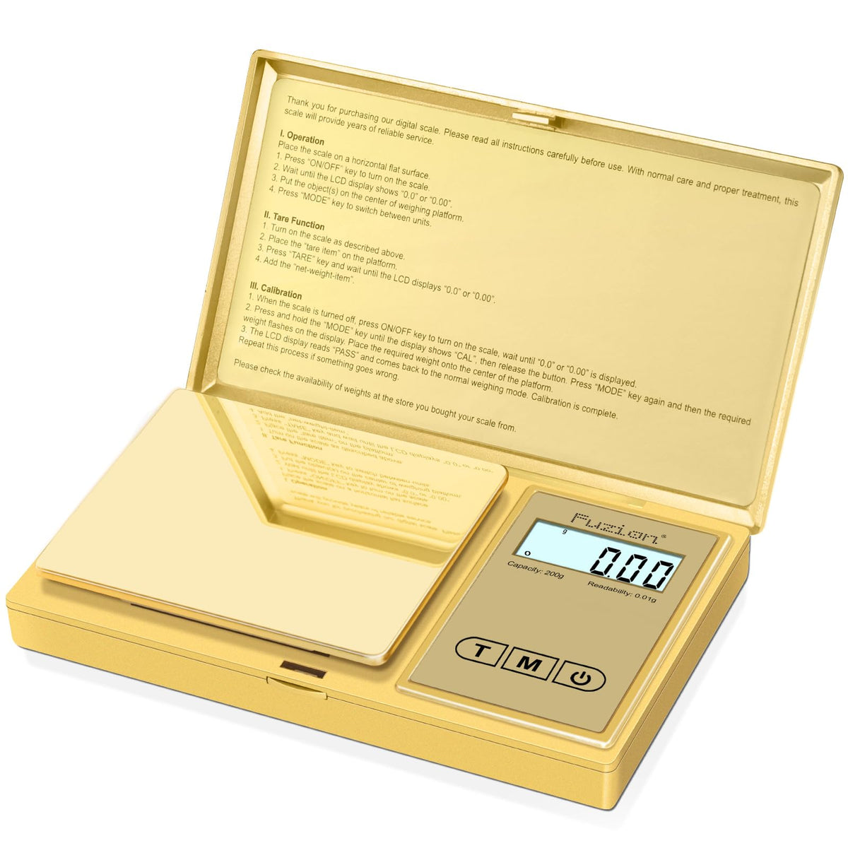 Fuzion Gram Scale with luxury gold plating for precise jewelry weighing.