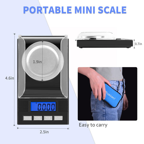 Included tray and tweezers with Fuzion scale for easy powder handling