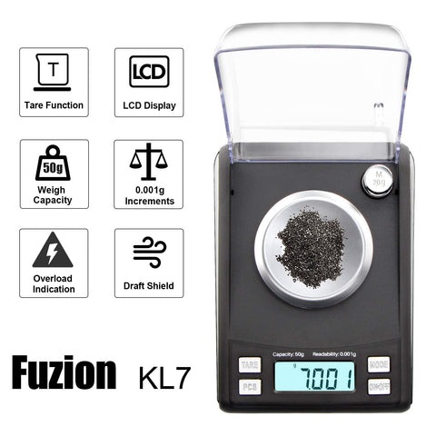 Fuzion milligram scale LCD backlit display shows clear readings