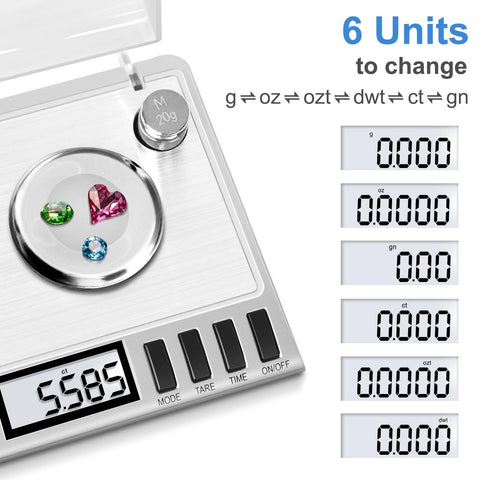 Fuzion milligram scale tare function zeros the pan for net item weight