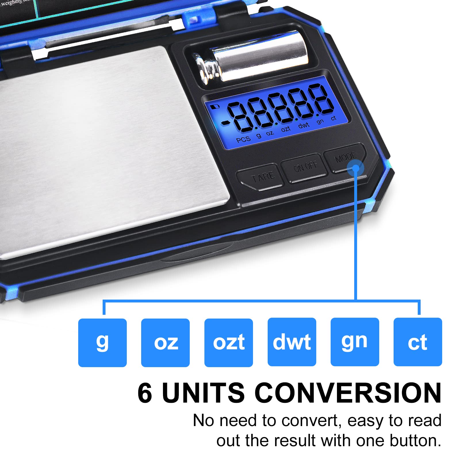 Compact Fuzion TU-X scale shows 0.01 g accuracy and 200 g capacity for small items.