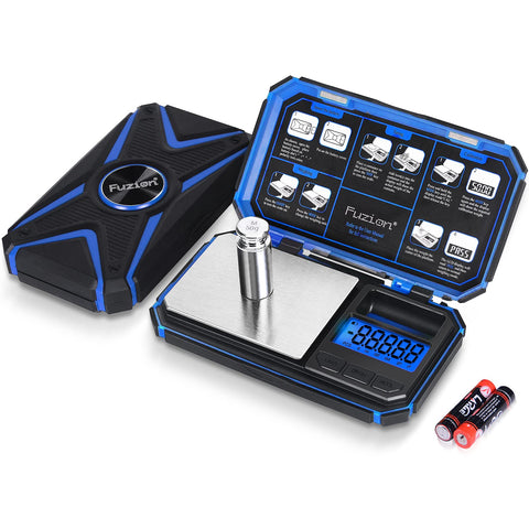 Fuzion TU-X pocket scale with X-star lid for precise 0.01 g readings on jewelry and powders.