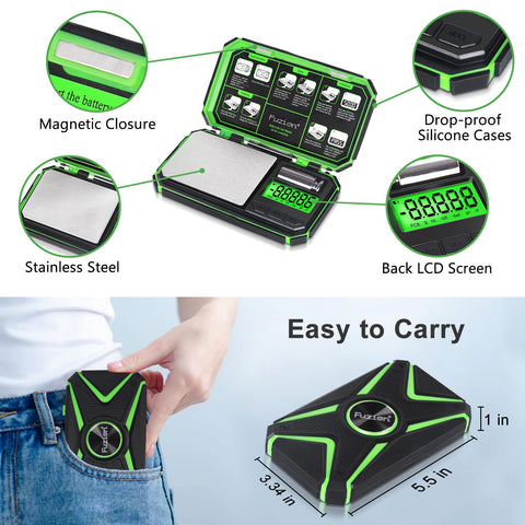 Fuzion TU-X portable pocket scale ideal for travel and on-the-go weighing.