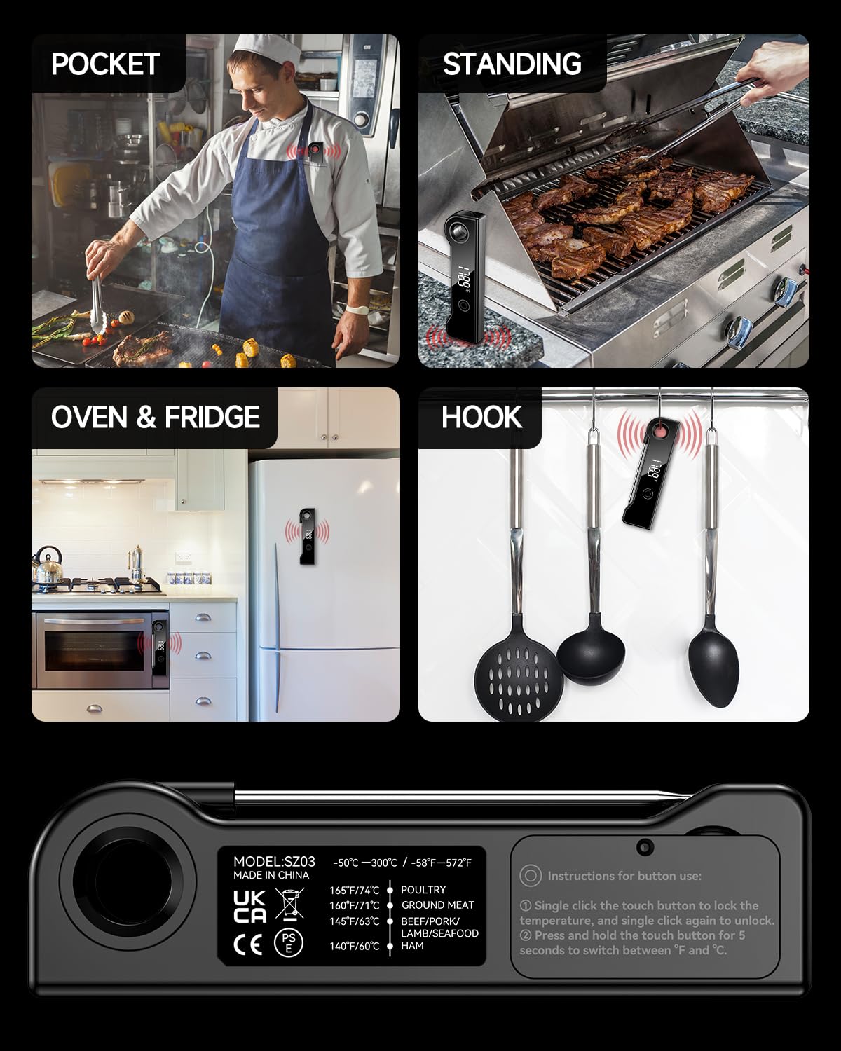 FVFV quick-read meat thermometer delivers fast results in seconds