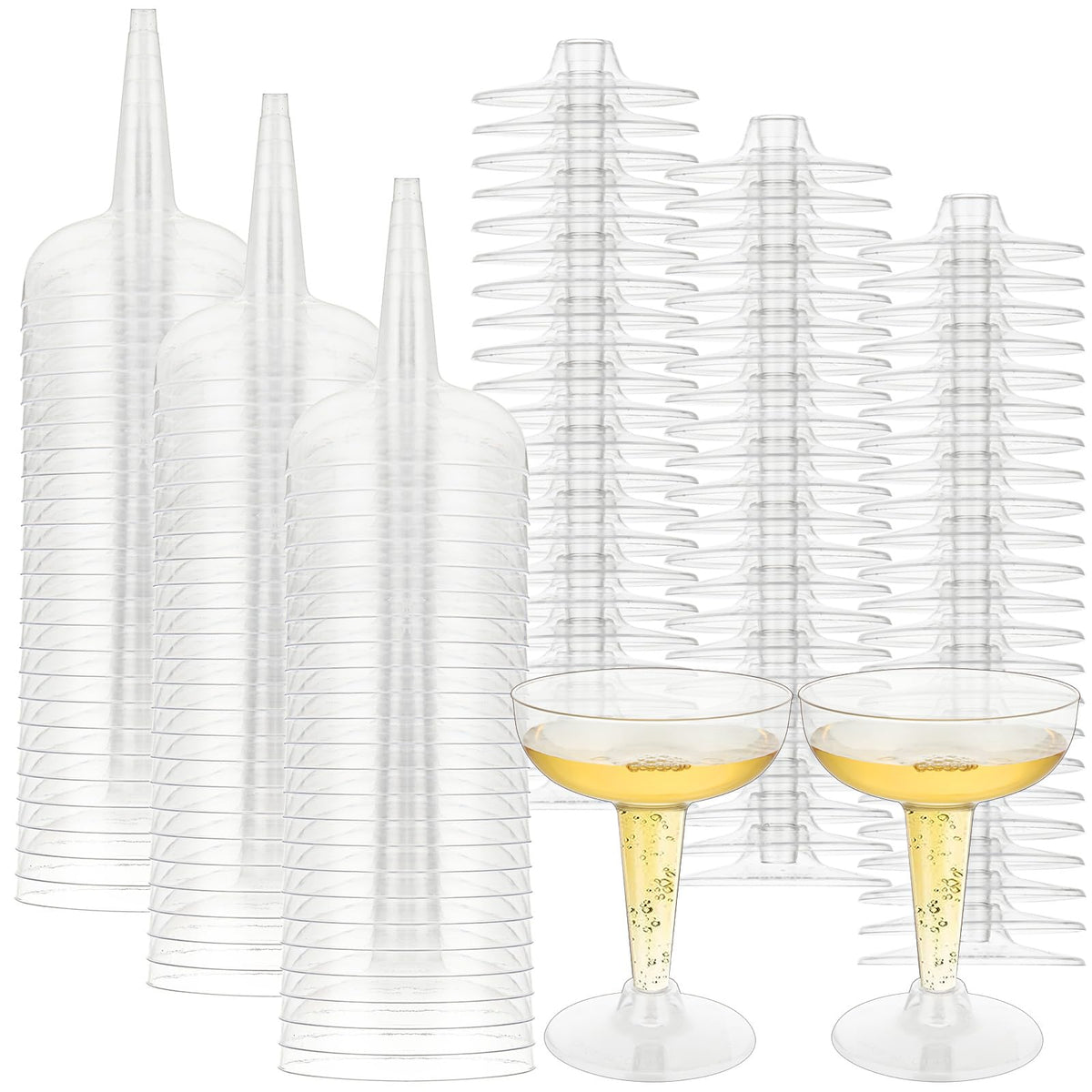 FVIEXE 100-pack disposable champagne glasses for easy party cleanup