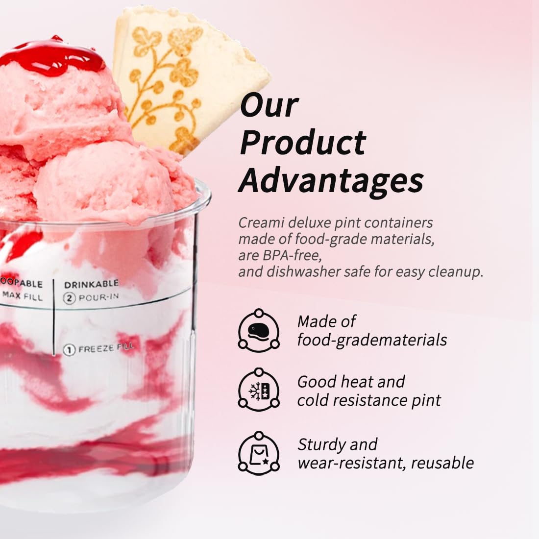 Fwioaor leakproof lid on container demonstrates secure storage for frozen treats.