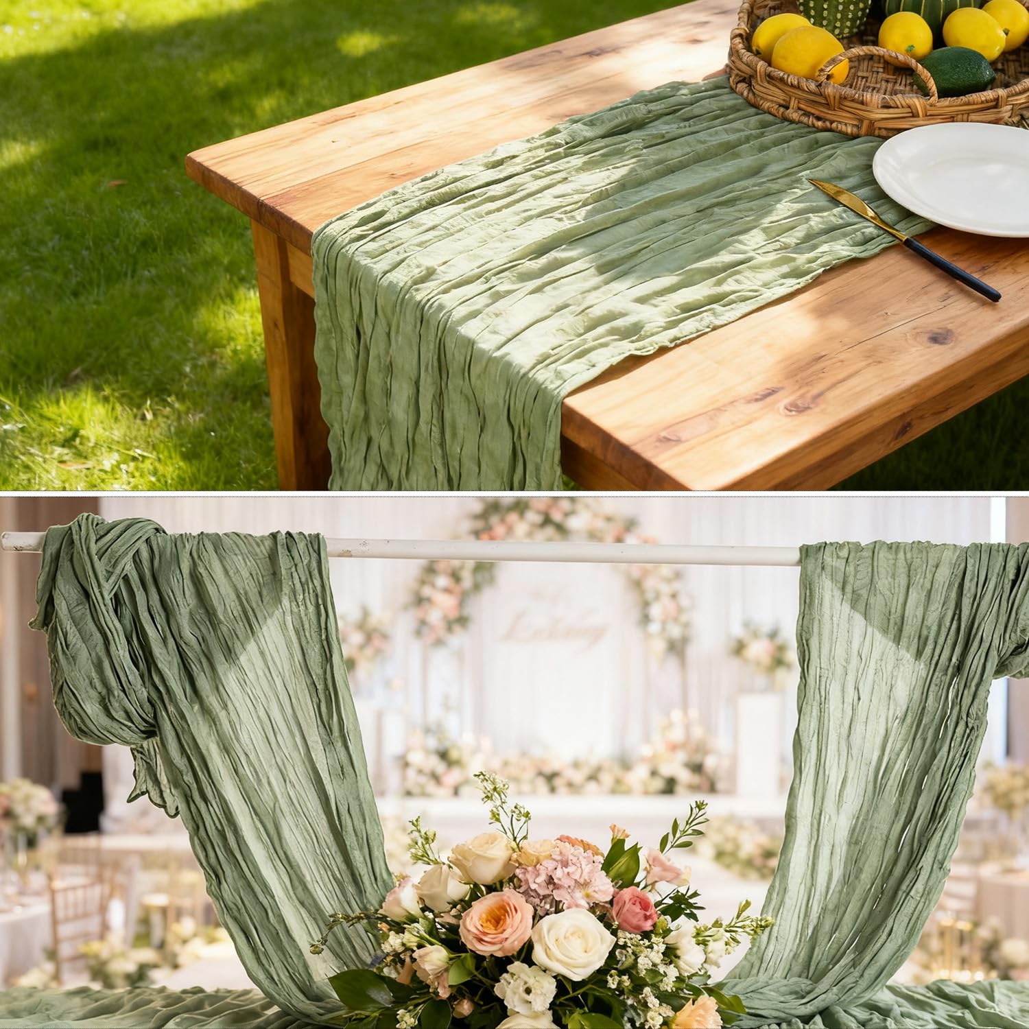 FWXDBWYL cheesecloth runner with candles for warm ambiance