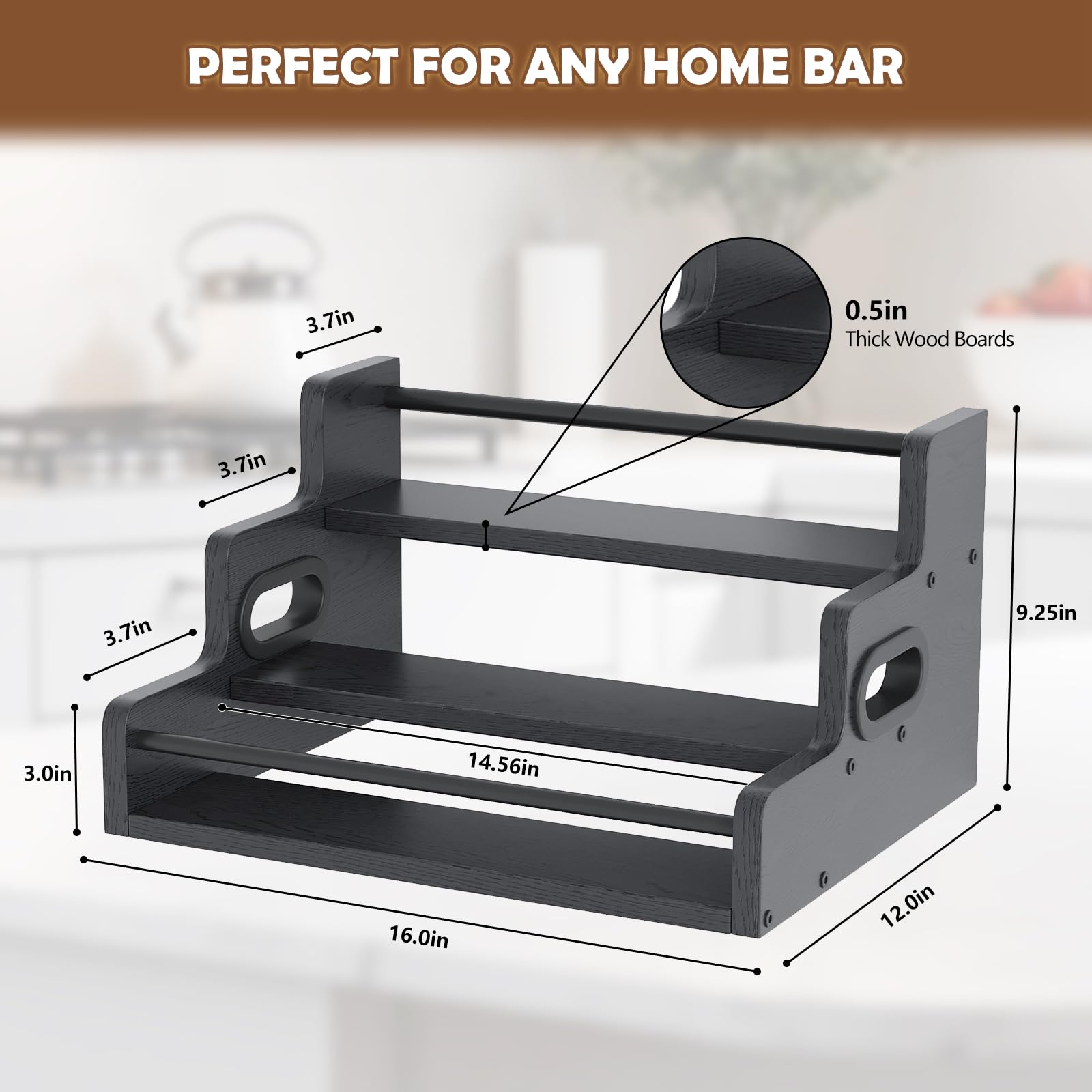 Fxacyem home bar display solution ideal for taverns and kitchens.