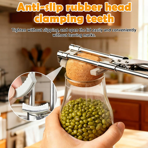 FXUKM silver jar opener with non-slip grip for wet hands.