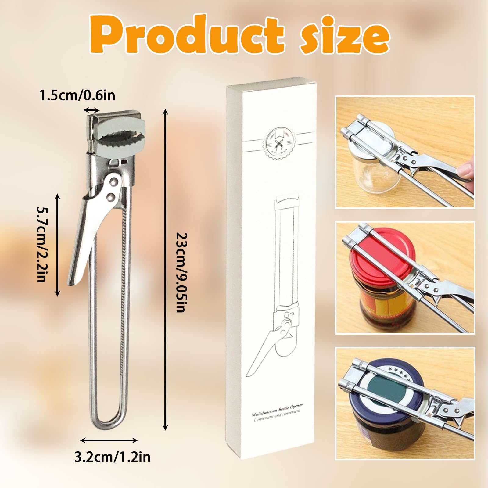 FXUKM stainless steel jar opener opens stubborn lids with less effort.