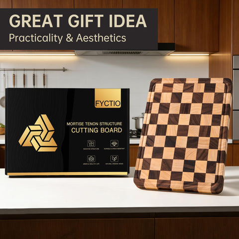 Fyctio cutting board eco-friendly materials: acacia and walnut offer natural beauty.