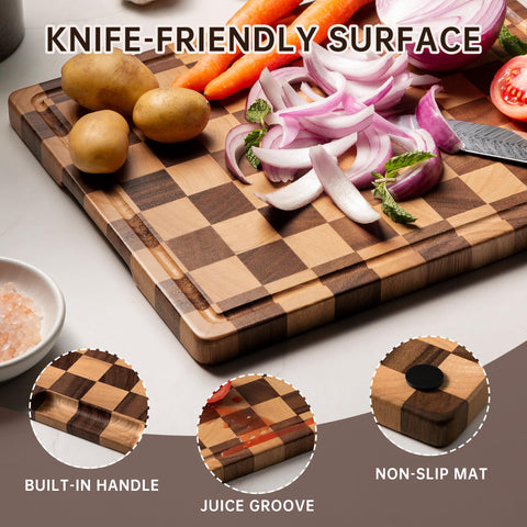 Fyctio cutting board with handles easy to lift and transport for serving