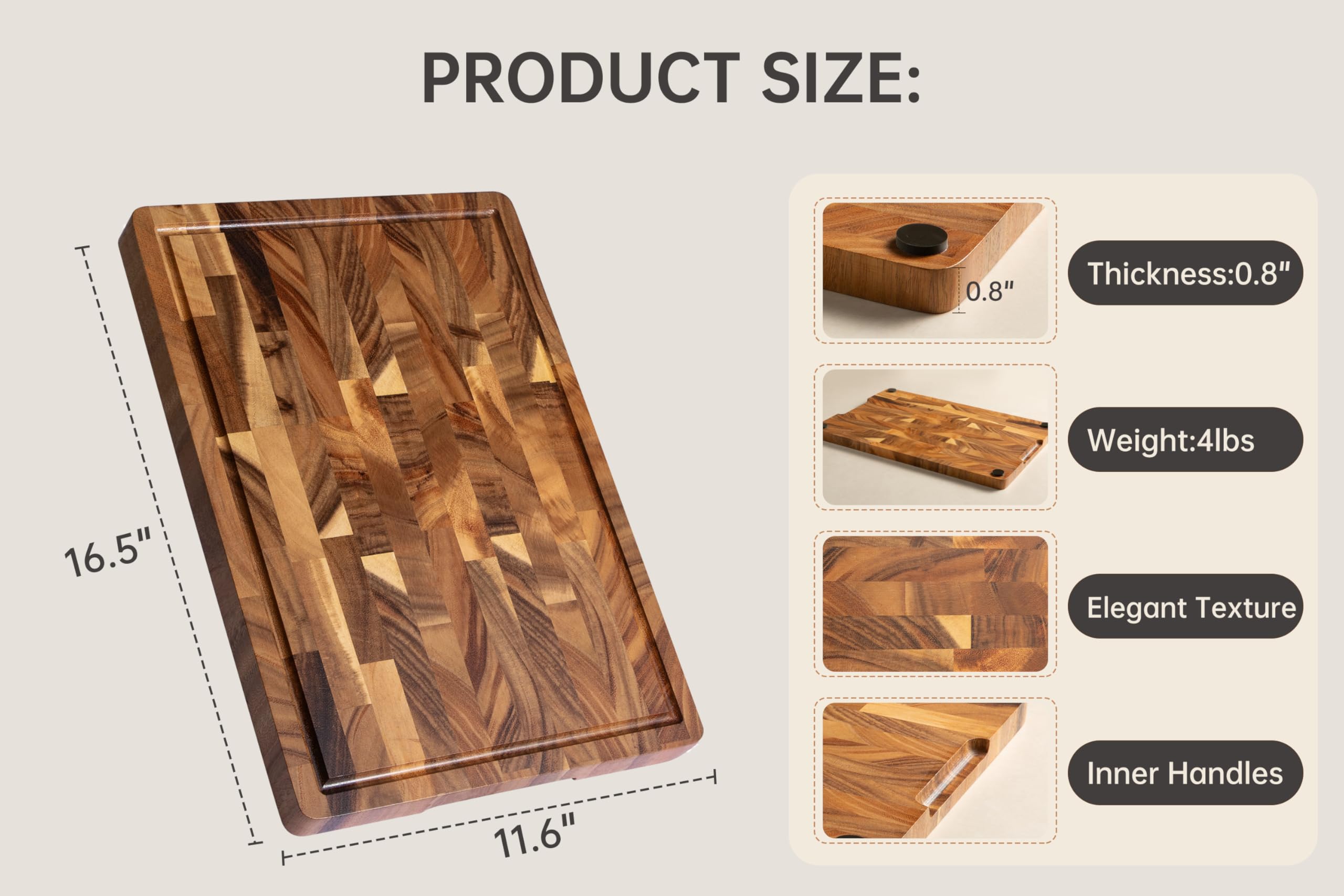 Fyctio cutting board features non-slip feet for stable chopping.