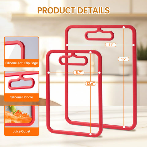 Fyctio red glass cutting board 13x9, compact design for small kitchens