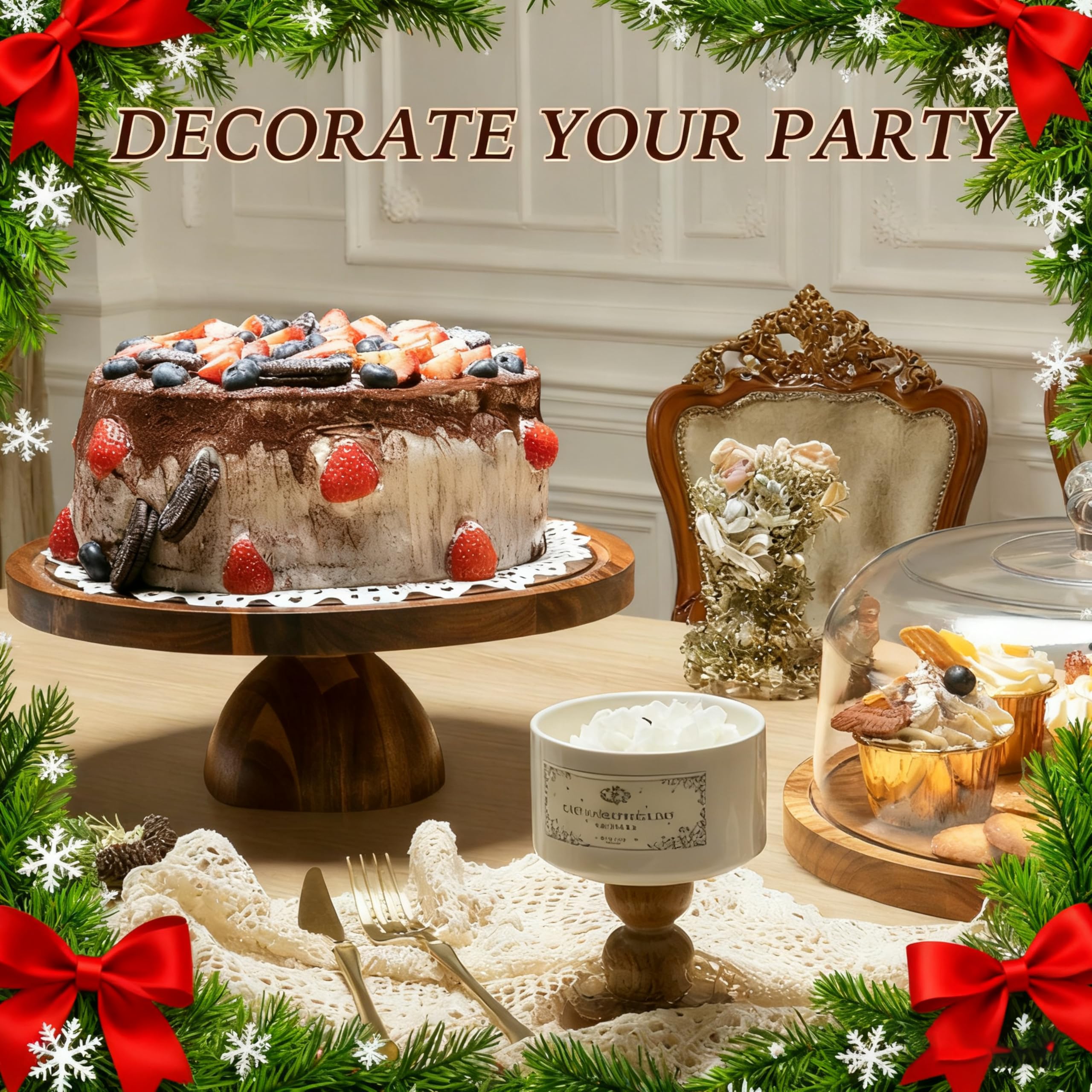 Fyctio versatile kitchen display stand for desserts and snacks.