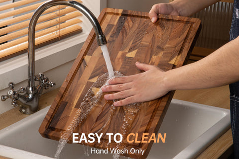 Fyctio walnut cutting board in gift box, ready for gifting.