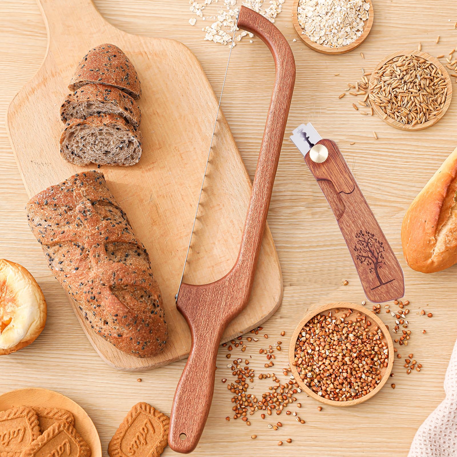 FYLFOTA bread lame scoring tool demonstrates precise scoring on a warm loaf.