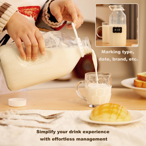 FyndraX glass milk jug clear glass shows contents and minimizes aroma transfer.