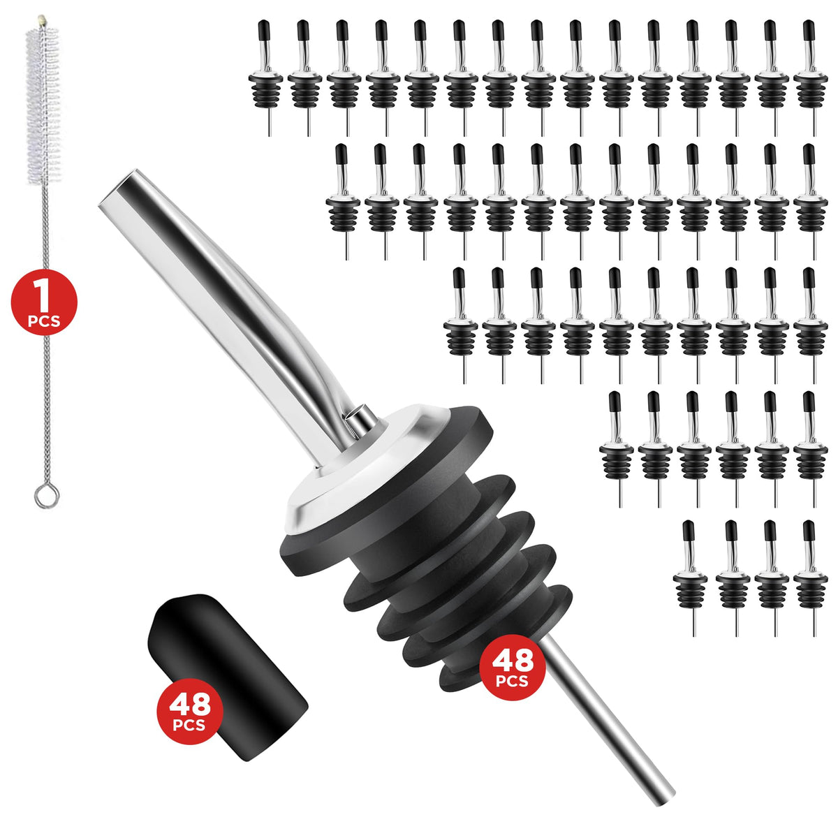 FYNECHEF stainless pourers deliver drip-free, precise pours for liquor and wine.