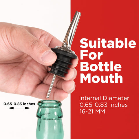 Professional-grade pour spouts suitable for liquor bottles and oils.