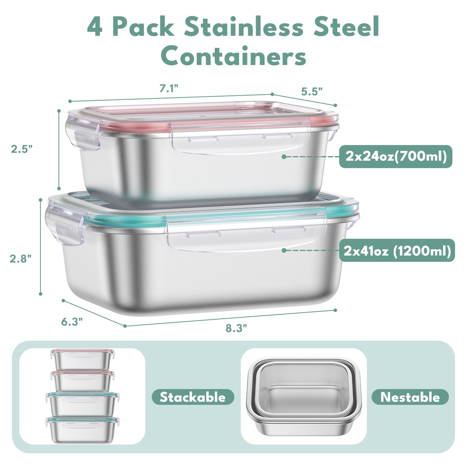 Fyrnova 24oz lunch containers stacked for easy transport.