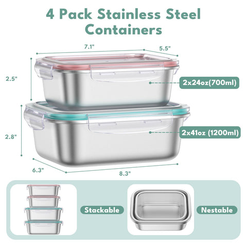 Fyrnova 24oz lunch containers stacked for easy transport.
