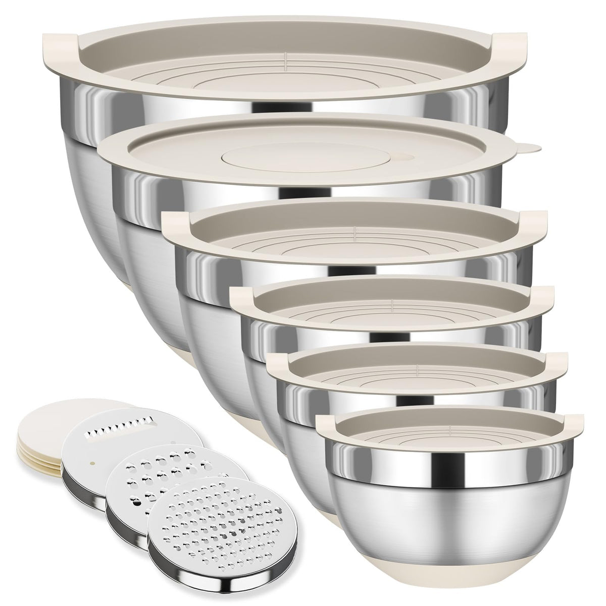 Fyrnova six-piece mixing bowls with lids ready for organized prep and storage