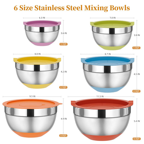 Fyrnova nesting bowls save space in compact kitchen cabinets.