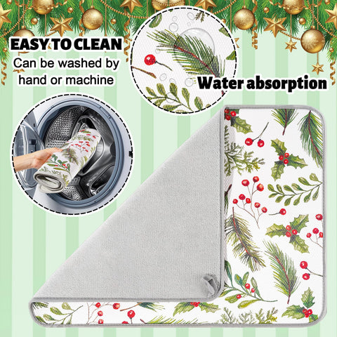 FYSUIMU absorbent polyester drying mat dries dishes efficiently and reduces drips.