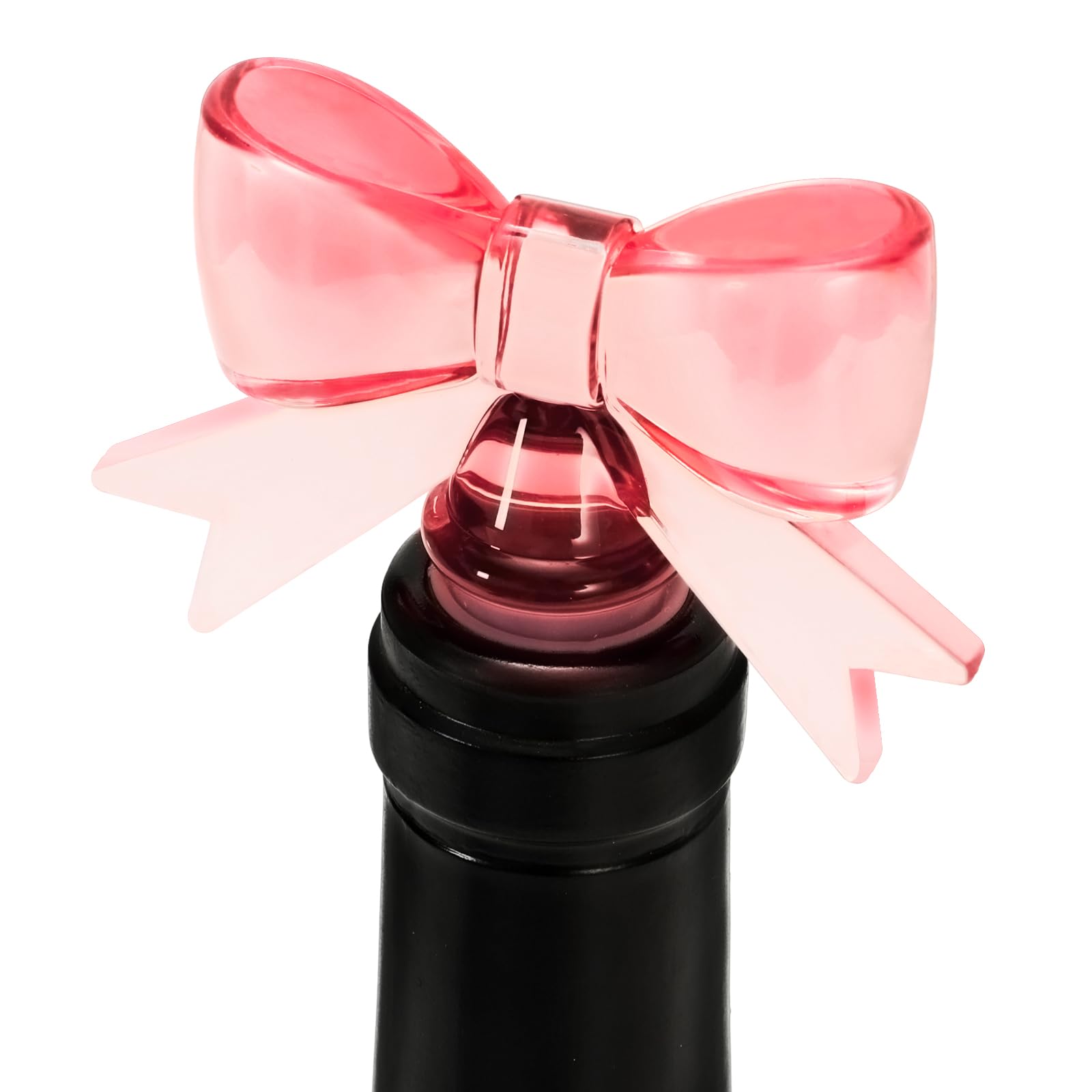 FYSUIMU bow wine stopper with pink bowknot seals bottles to keep wine fresh.