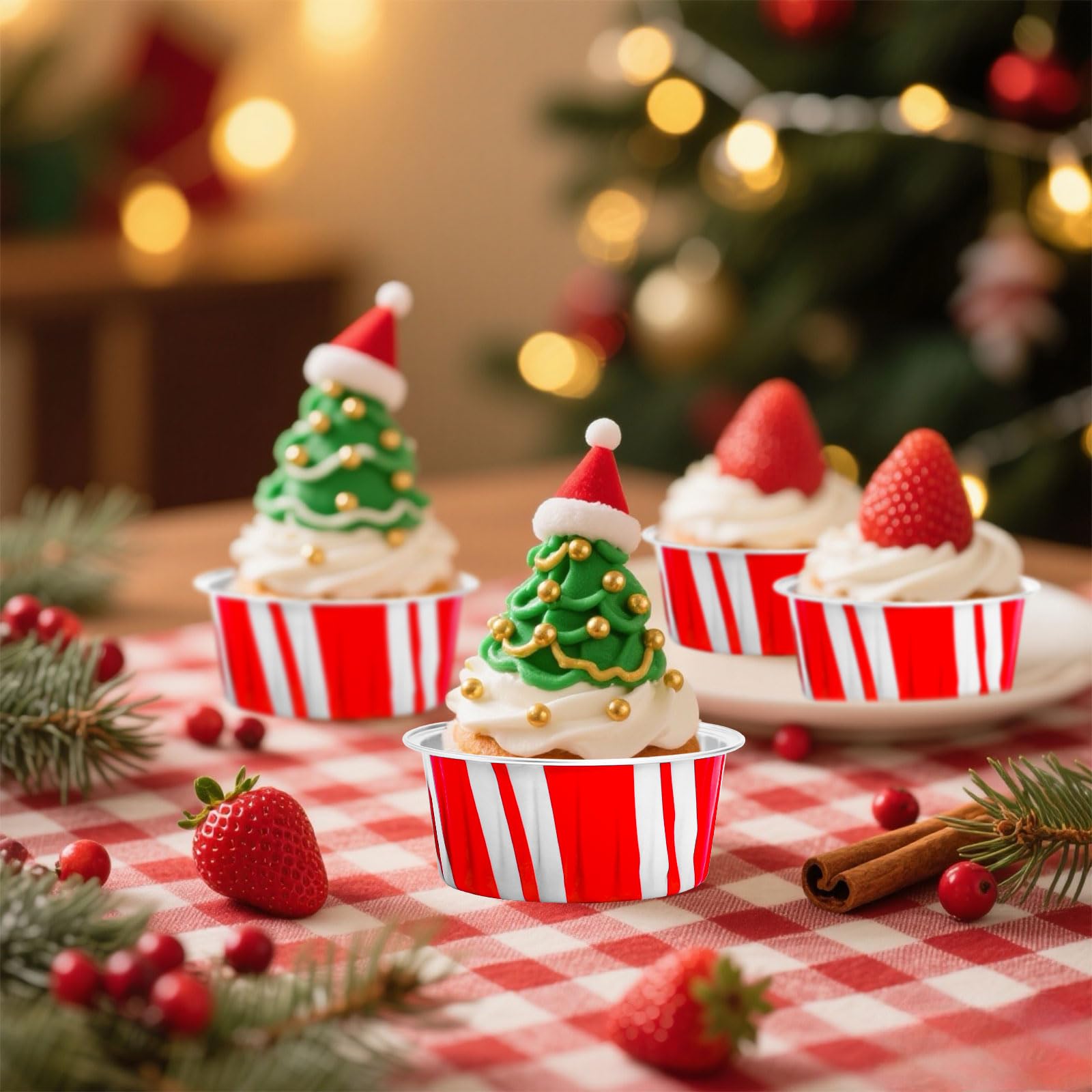 FYSUIMU liners on a holiday table for Christmas decor and desserts