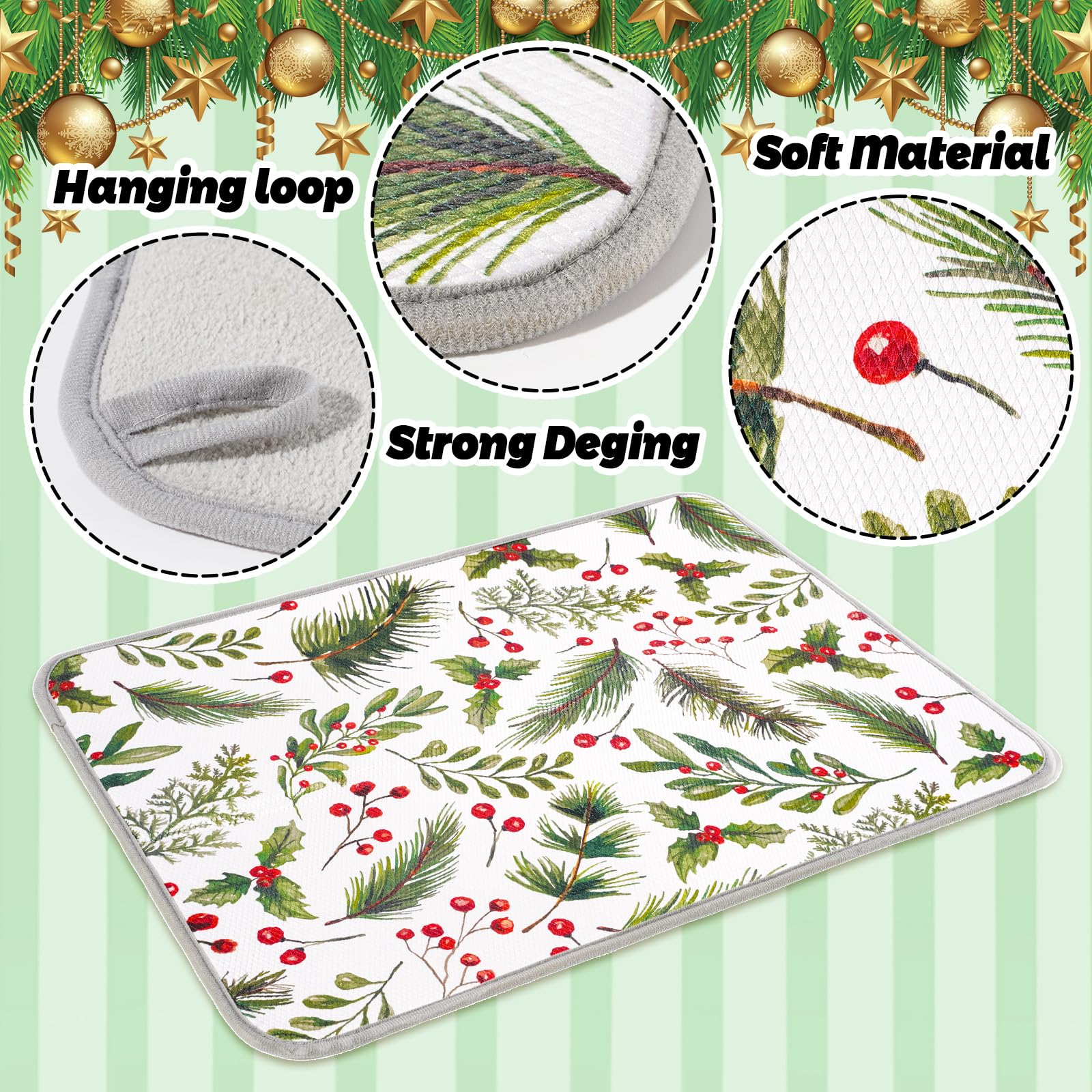 FYSUIMU dish drying mat 18x24 inch provides ample space for plates and bowls.