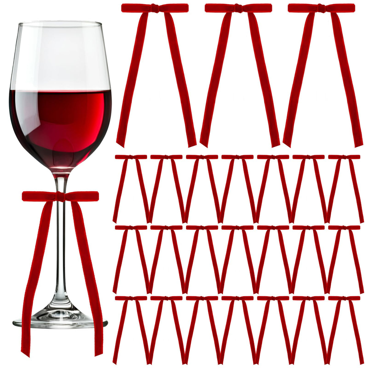 FYSUIMU red bow drink marker decorates wine glasses at weddings