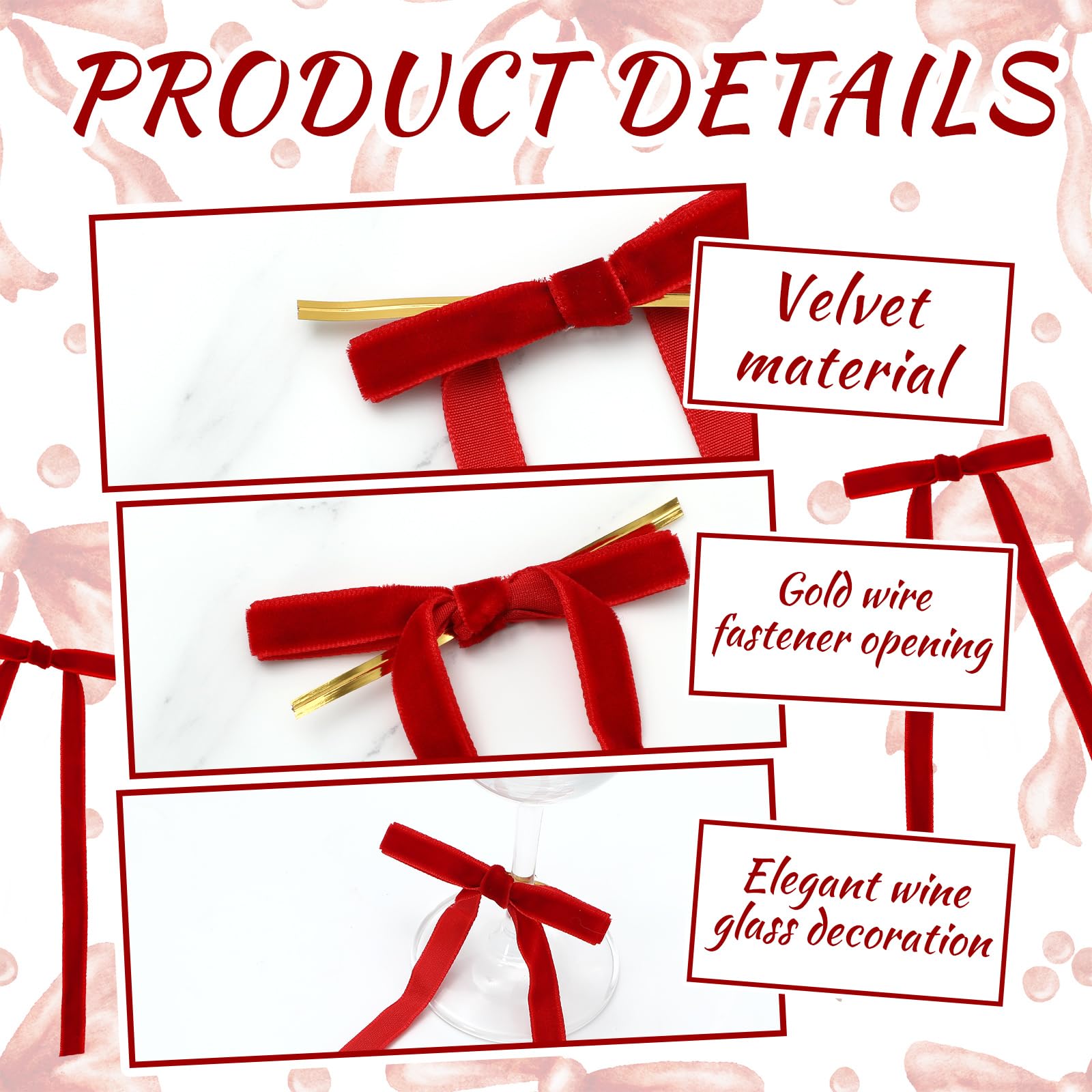 FYSUIMU red bow markers attach easily to stemware