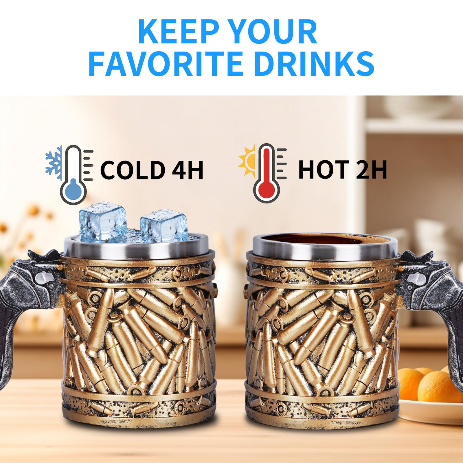 FYXMI Gun Mug bullet-pattern detail adds rugged visual appeal.