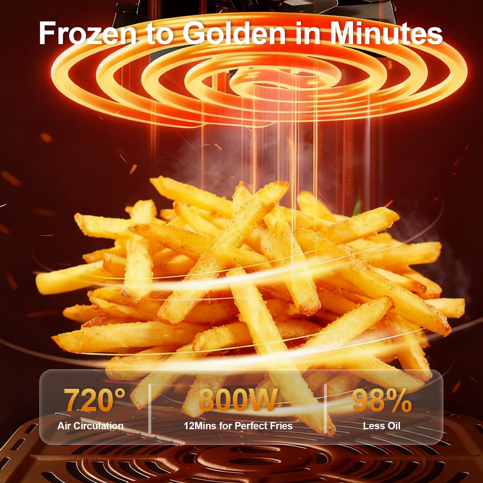 FZGhome 2QT fries in fryer suggesting fast, healthier snacking options.