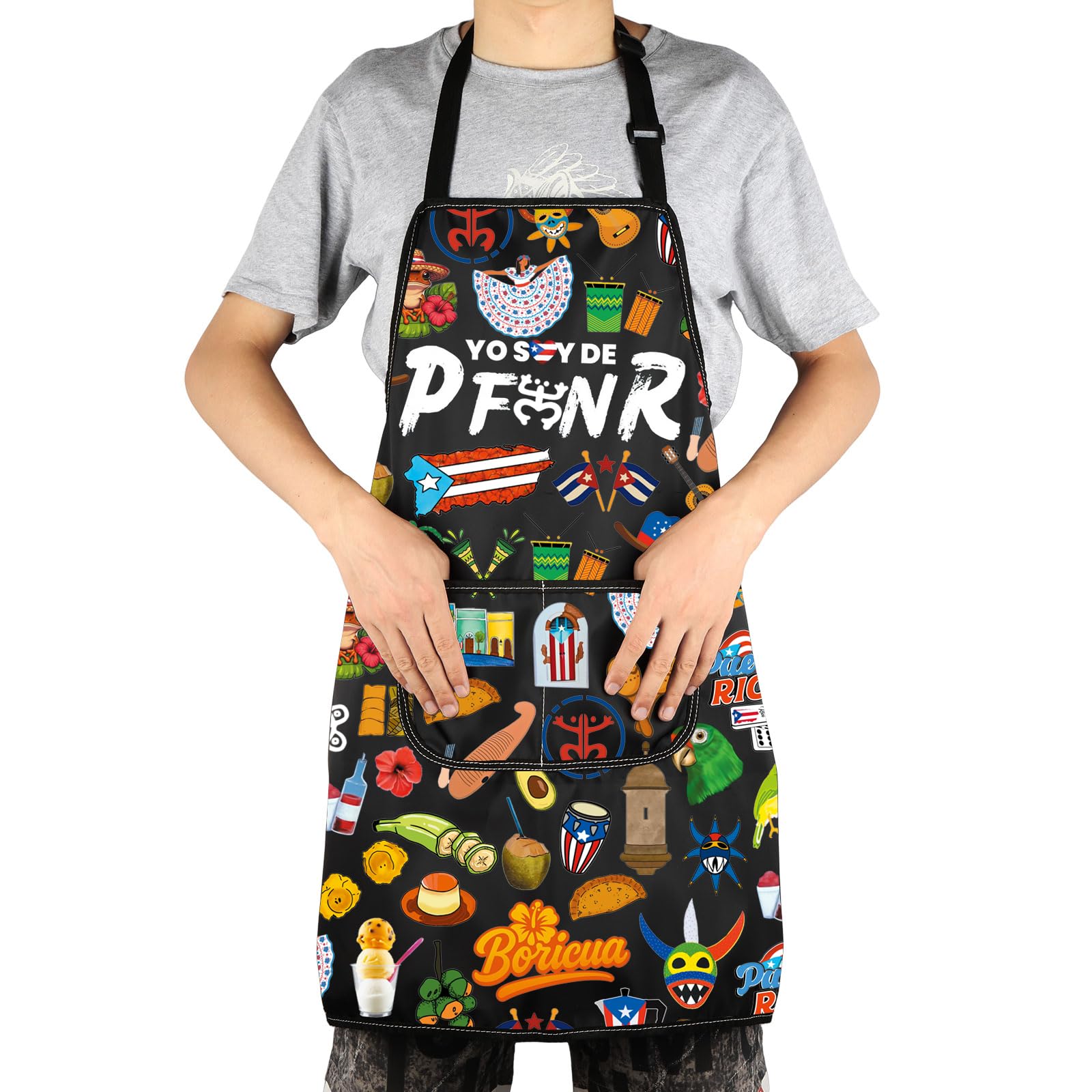 G2TUP adjustable neck apron showing flexible fit for diverse body types