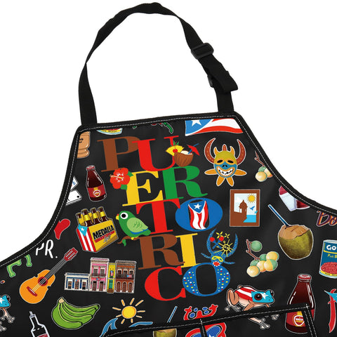 G2TUP Puerto Rico Coqui Pattern Apron with charming kitchen detail