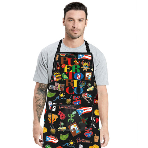 G2TUP Puerto Rico Flag Art Apron displaying flag motif for meal prep
