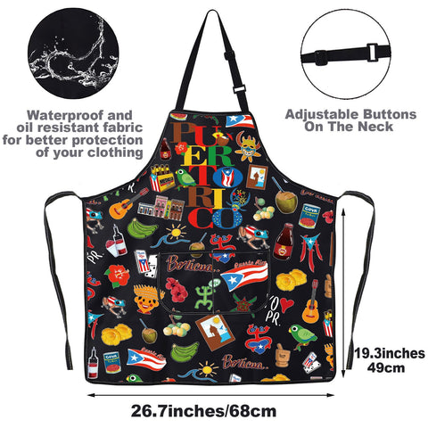 G2TUP Puerto Rico Souvenir Print Apron with nostalgic kitchen design